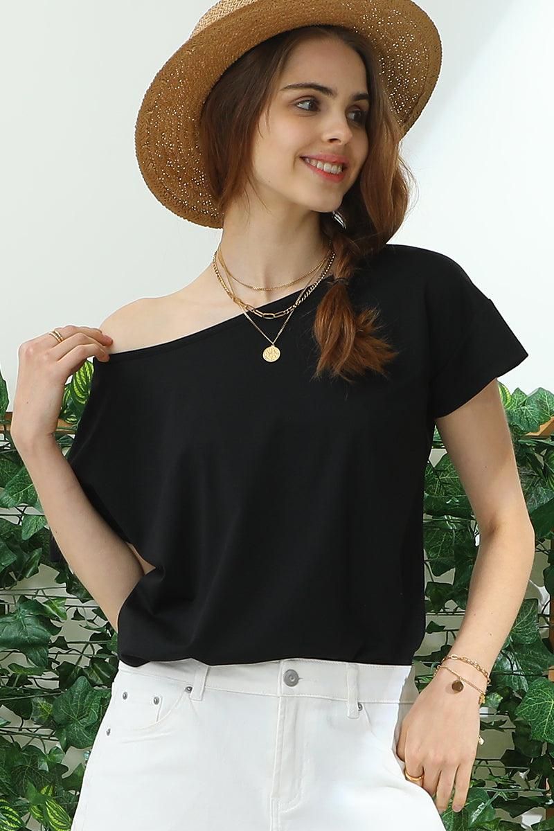 ROUND NECK SHORT SLEEVE T SHIRT TUNIC CASUAL TOP - Doublju