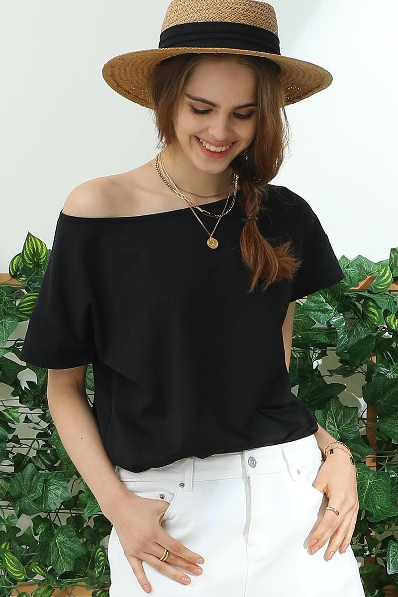 ROUND NECK SHORT SLEEVE T SHIRT TUNIC CASUAL TOP - Doublju