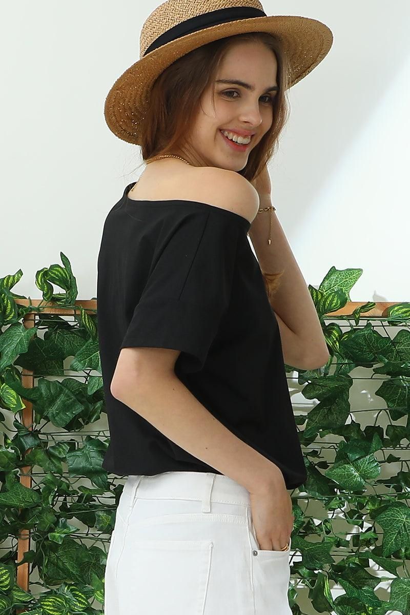 ROUND NECK SHORT SLEEVE T SHIRT TUNIC CASUAL TOP - Doublju