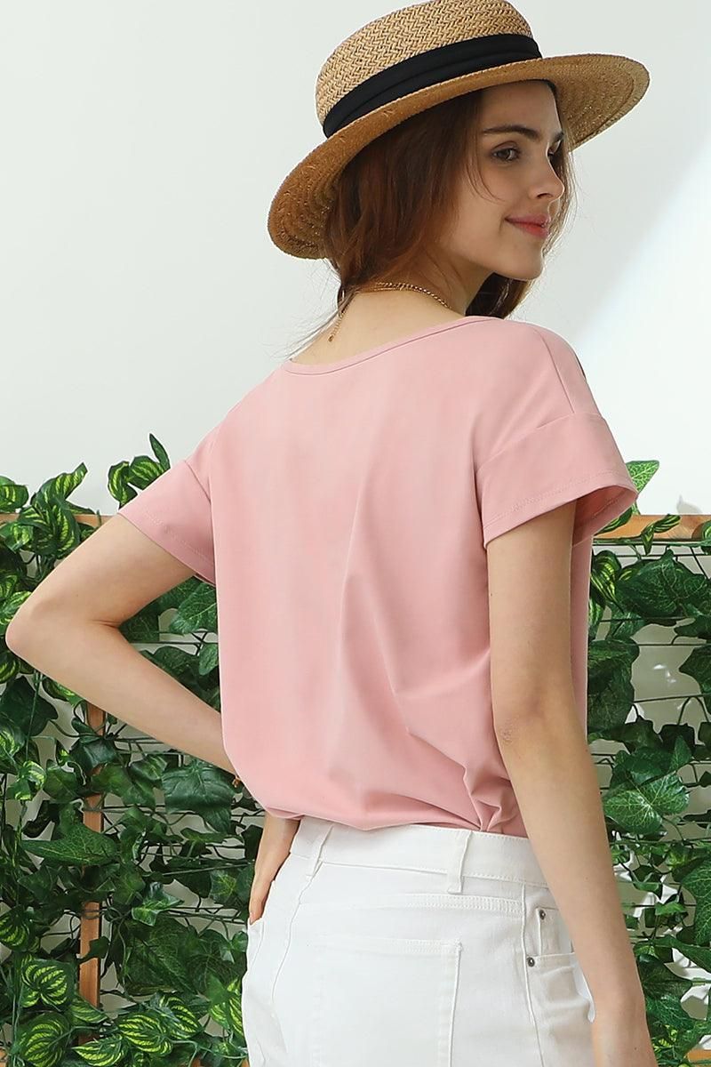 ROUND NECK SHORT SLEEVE T SHIRT TUNIC CASUAL TOP - Doublju