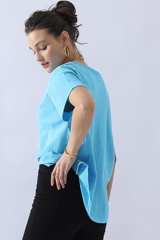 LOOSE FIT ROUND NECK SHORT SLEEVE T SHIRT TOP - Doublju