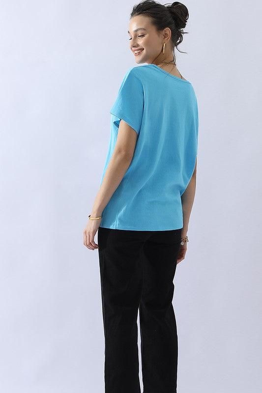 LOOSE FIT ROUND NECK SHORT SLEEVE T SHIRT TOP - Doublju