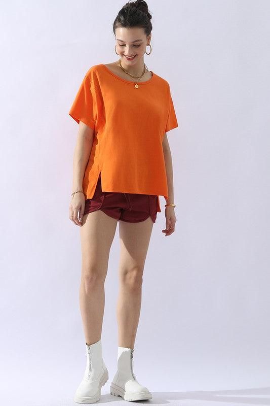 LOOSE FIT ROUND NECK SHORT SLEEVE T SHIRT TOP - Doublju