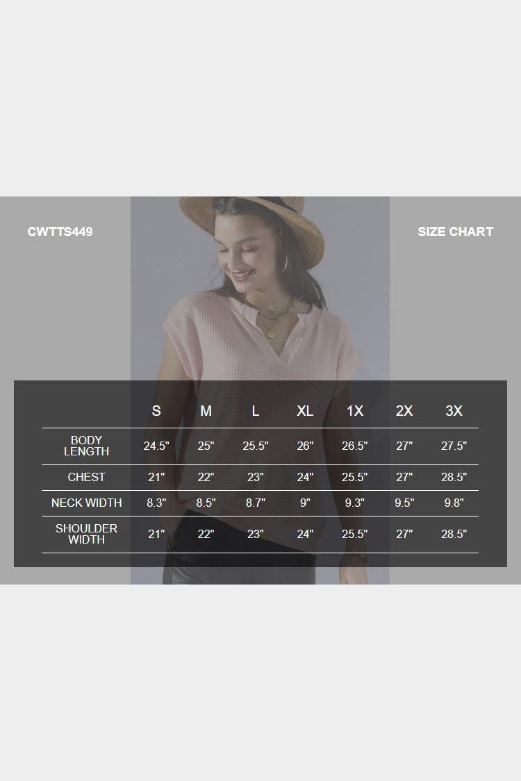 OPEN V NECK SHORT SLEEVELESS WAFFLE KNIT TOP - Doublju