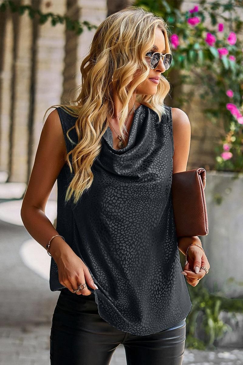 PATTERNED SLEEVELESS CASUAL TOP - Doublju