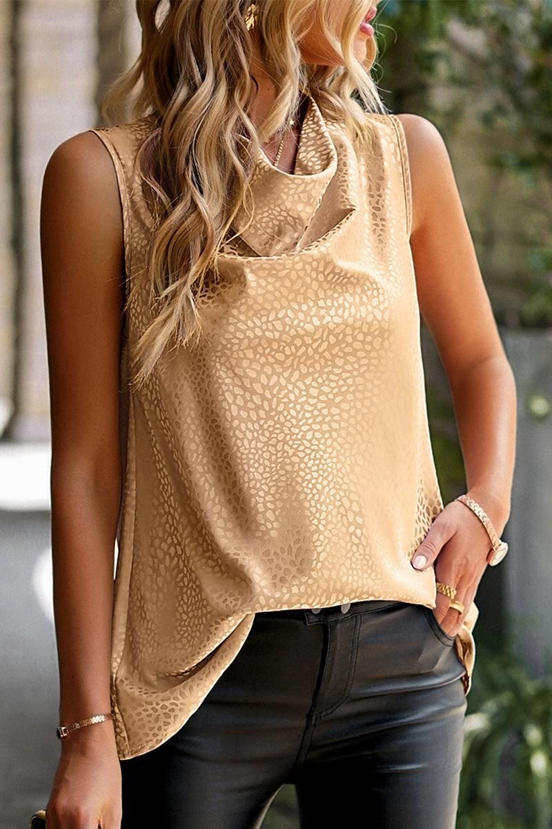 PATTERNED SLEEVELESS CASUAL TOP - Doublju