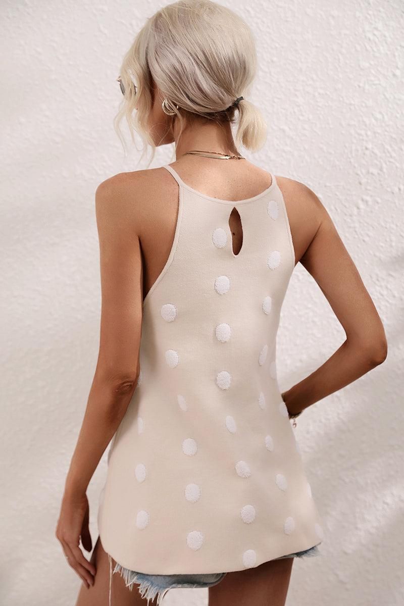 POLKA DOT PATTERNED SLEEVELESS CASUAL TOP - Doublju