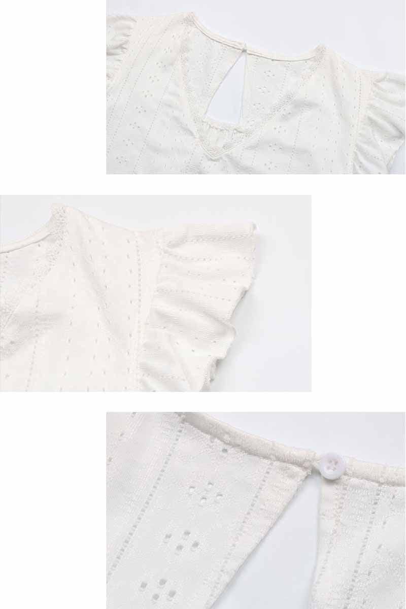 PUNCHING LACE ANGEL WINGS SLEEVE TUNIC TOP - Doublju