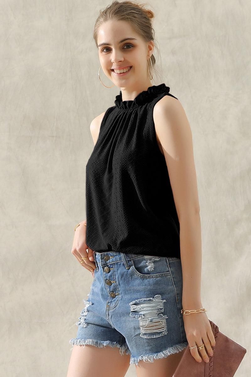 TIED HALTER NECK PUNCHING TOP - Doublju