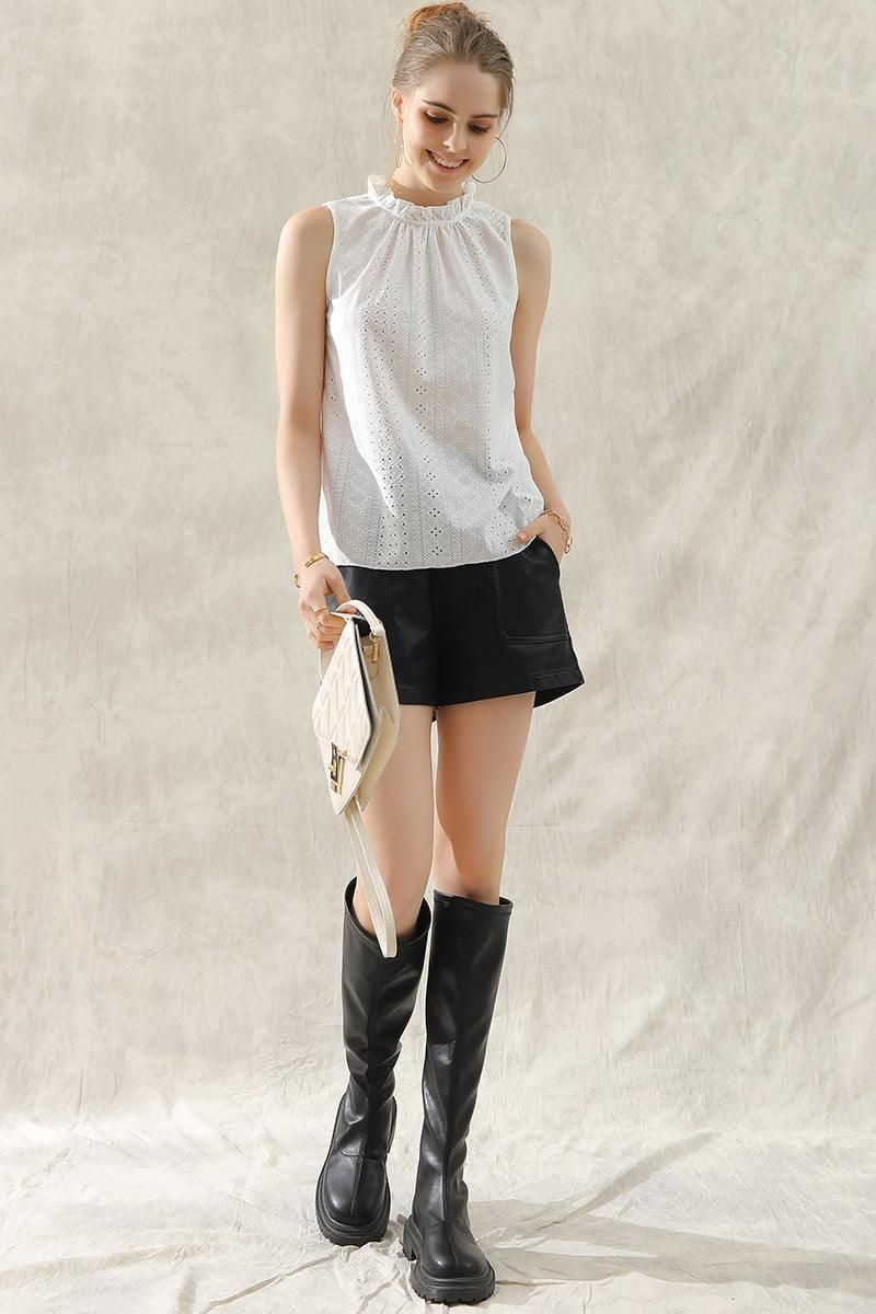 TIED HALTER NECK PUNCHING TOP - Doublju