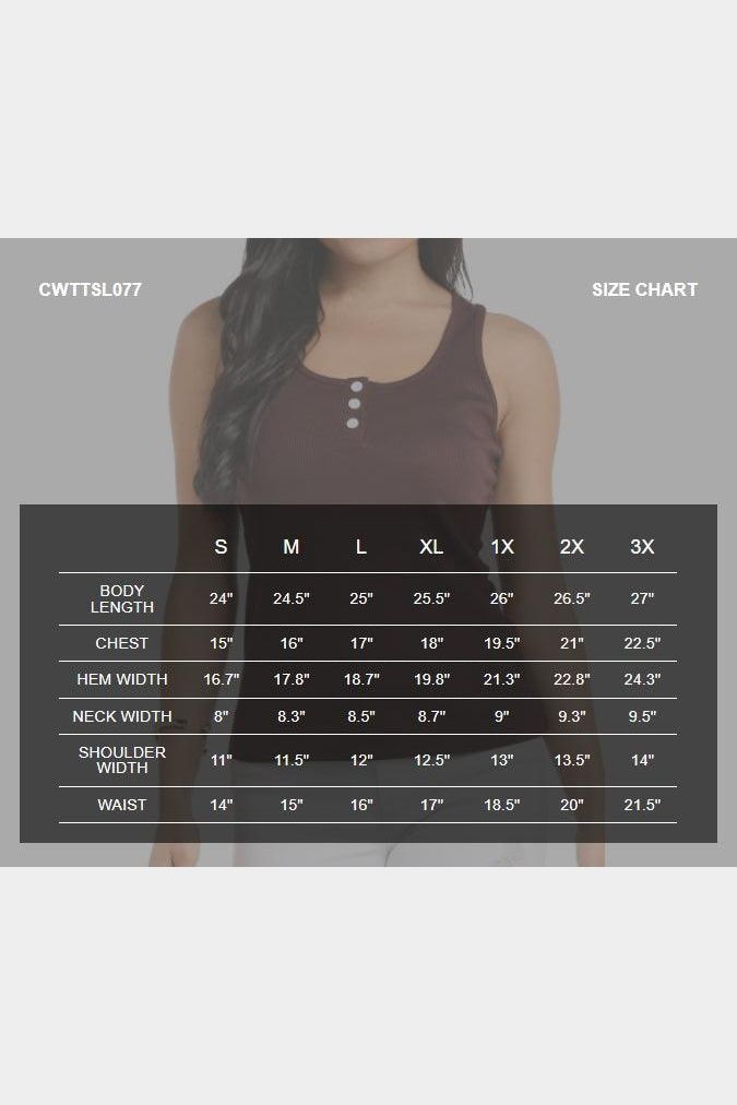 FITTED BASIC TANK TOP WITH FRONT BUTTON DETAIL - Doublju