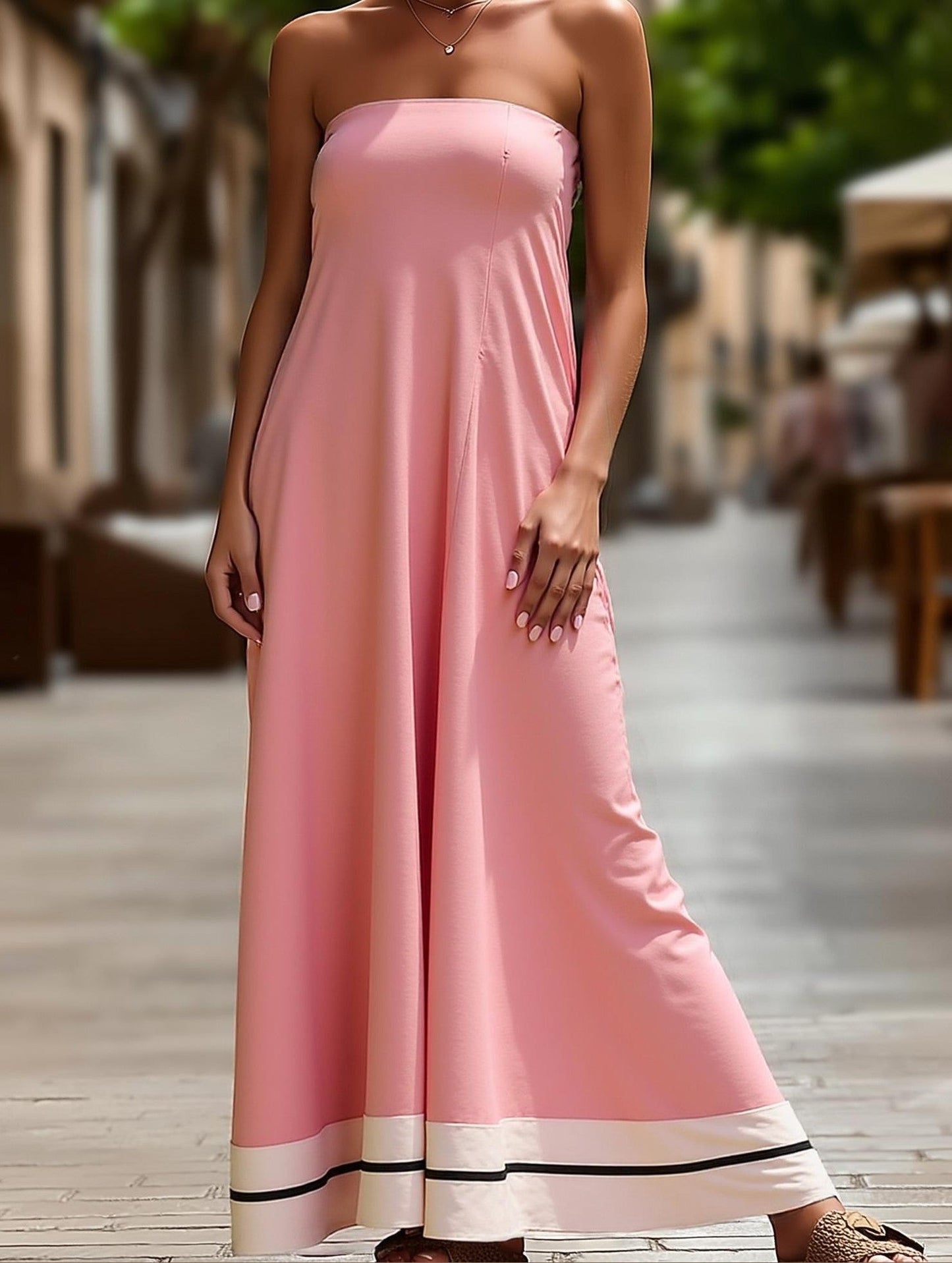 Summer Sexy Tube Top Printed Swing Dress ??Strapless Casual Dress