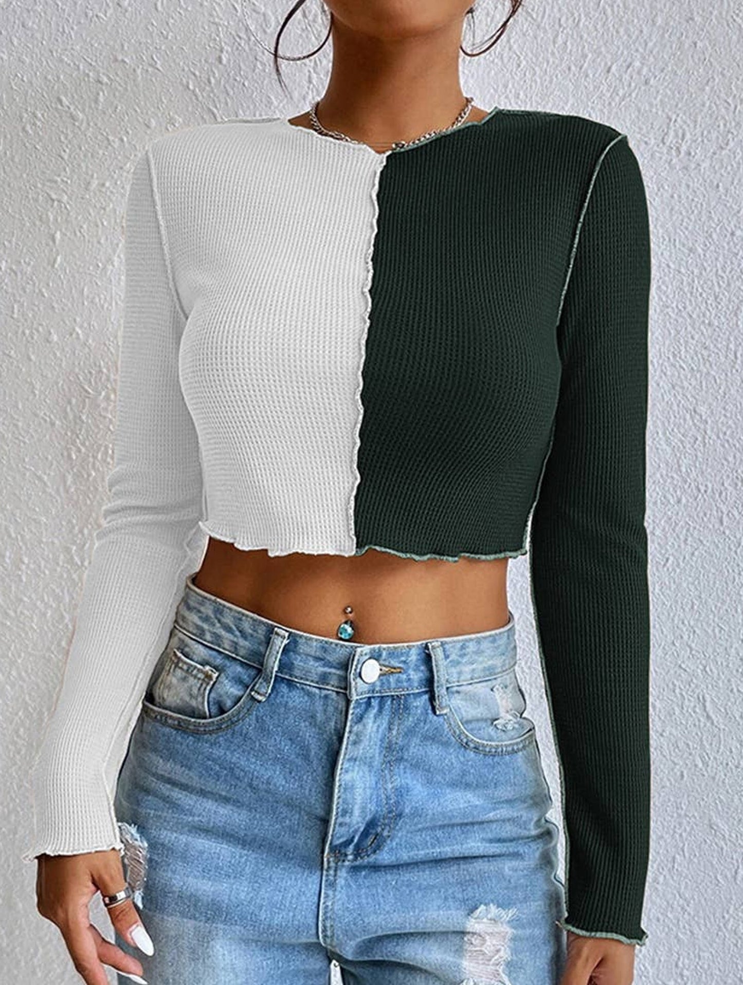 COLOR CONTRAST STITCHING STITCHING CAR TOP_CWTBLL0856