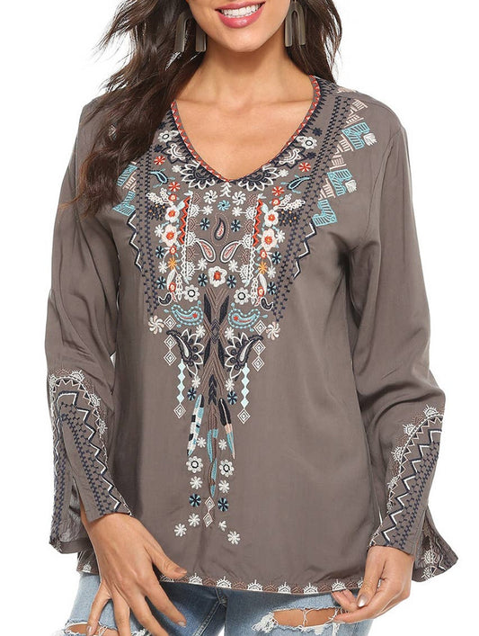 COTTON PLUS-SIZE STYLE EMBROIDERED BLOUSE_CWTBLL0822