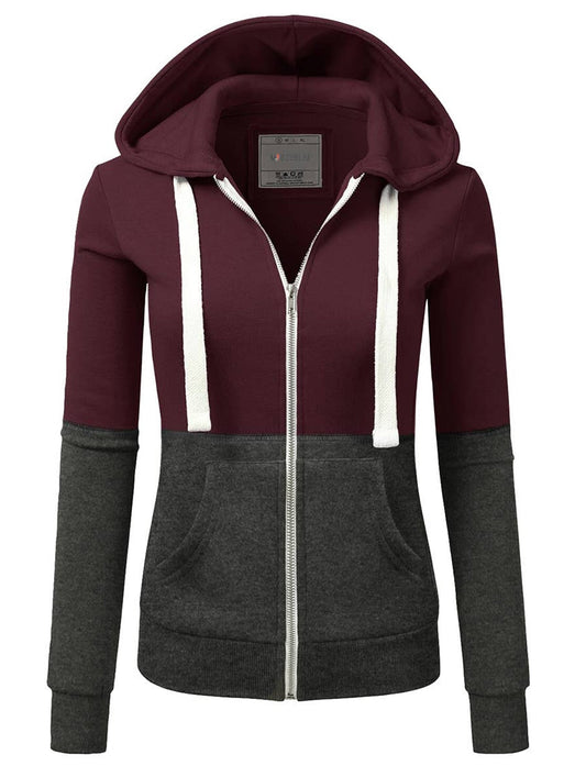 COLOR BLOCKING LONG SLEEVED HOODIE_CWOHOL422