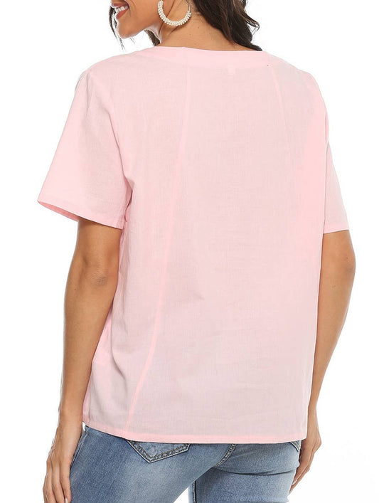 COTTON BREATHABLE LOOSE EMBROIDERED TOP_CWTBLS0658