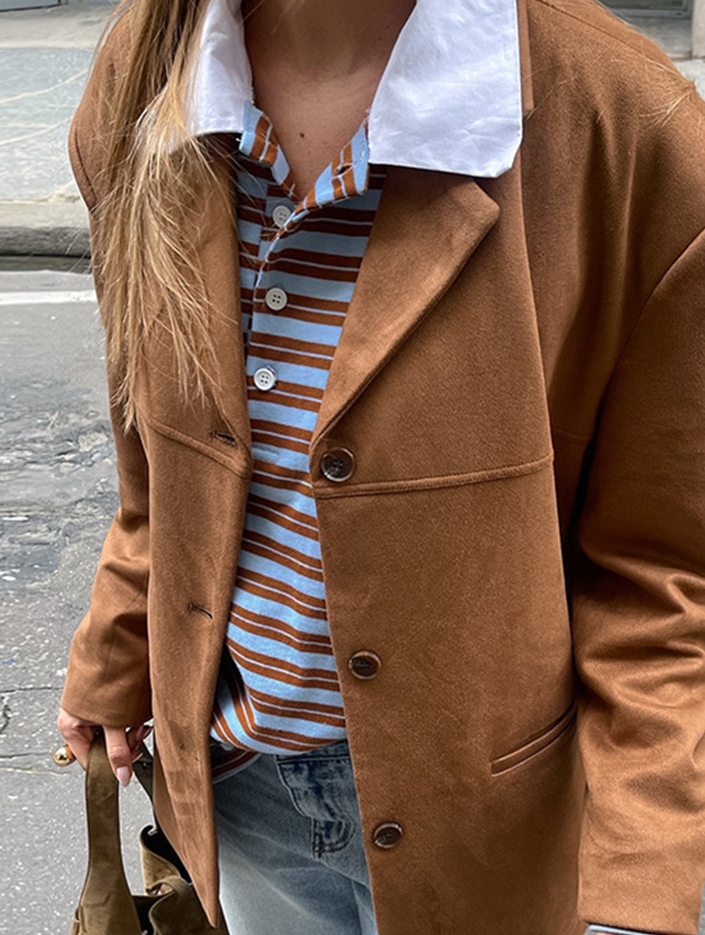 Preppy vintage contrast striped long sleeve T-shirt