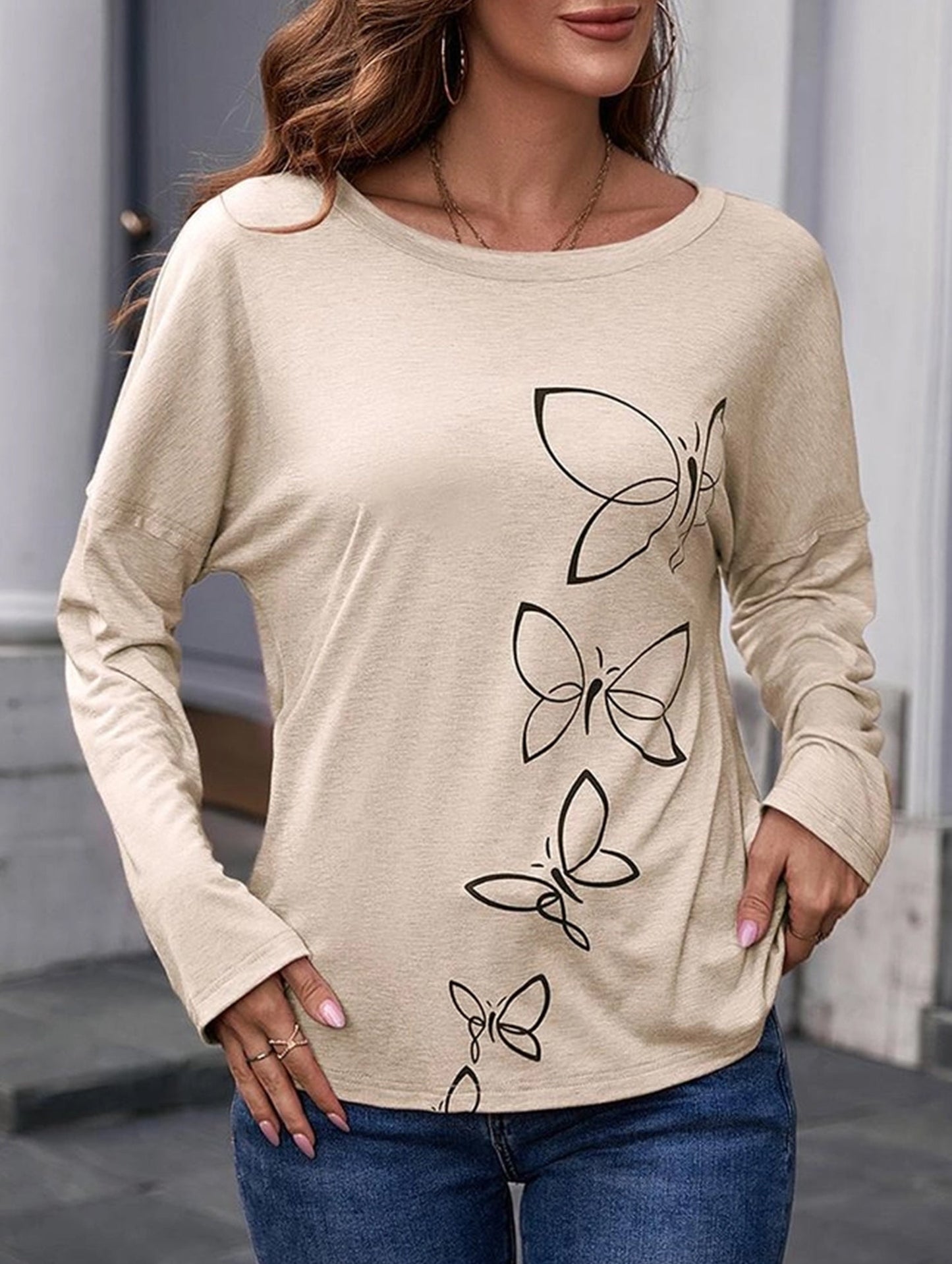 Butterfly blouse casual t-shirt top