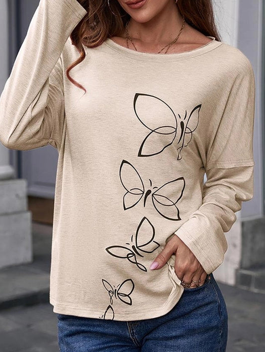 Butterfly blouse casual t-shirt top
