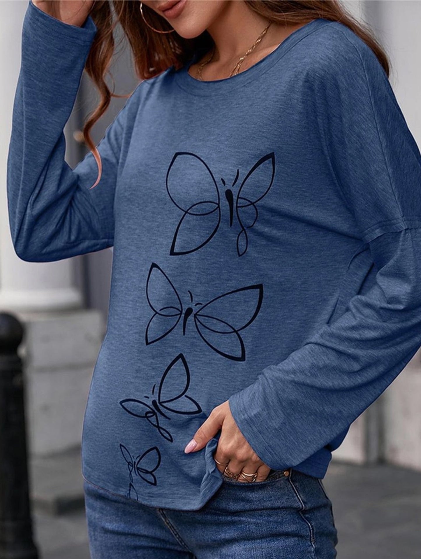 Butterfly blouse casual t-shirt top
