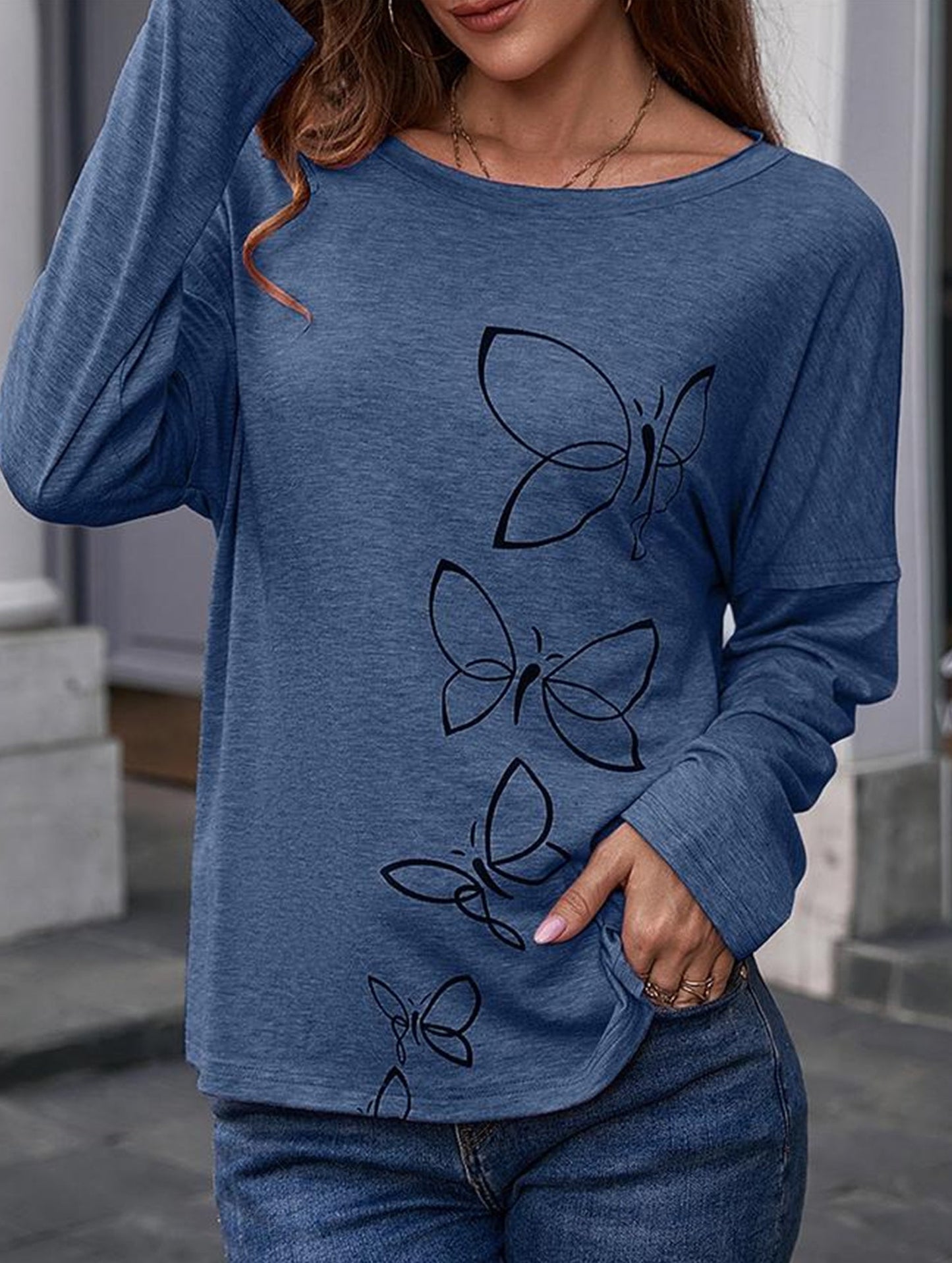 Butterfly blouse casual t-shirt top