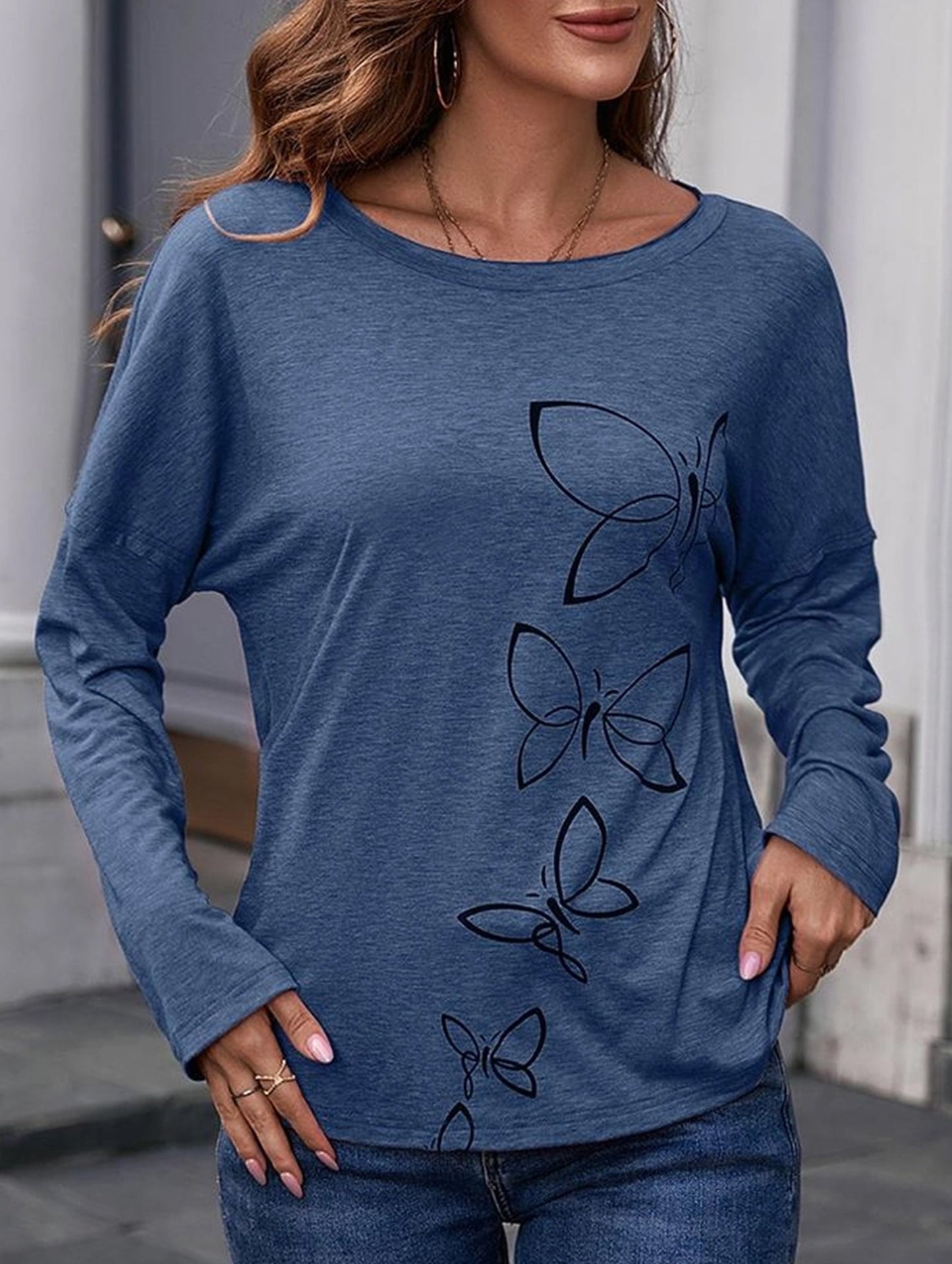 Butterfly blouse casual t-shirt top