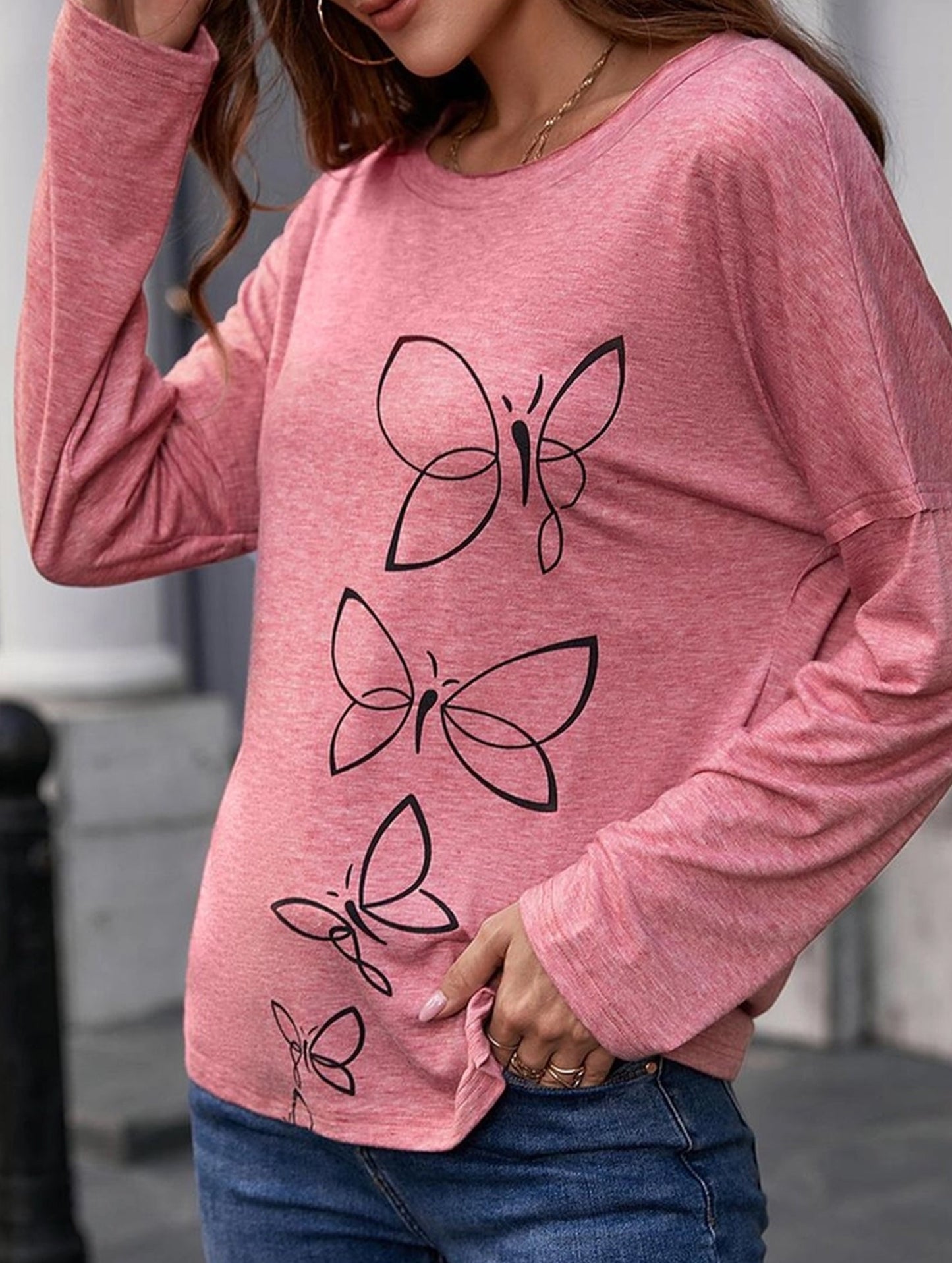 Butterfly blouse casual t-shirt top
