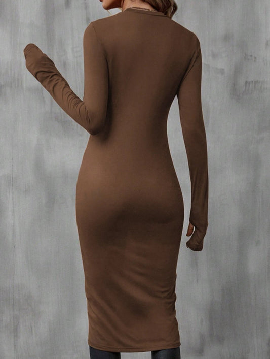 Casual Solid Asymmetric Hem Long Sleeve T-Shirt