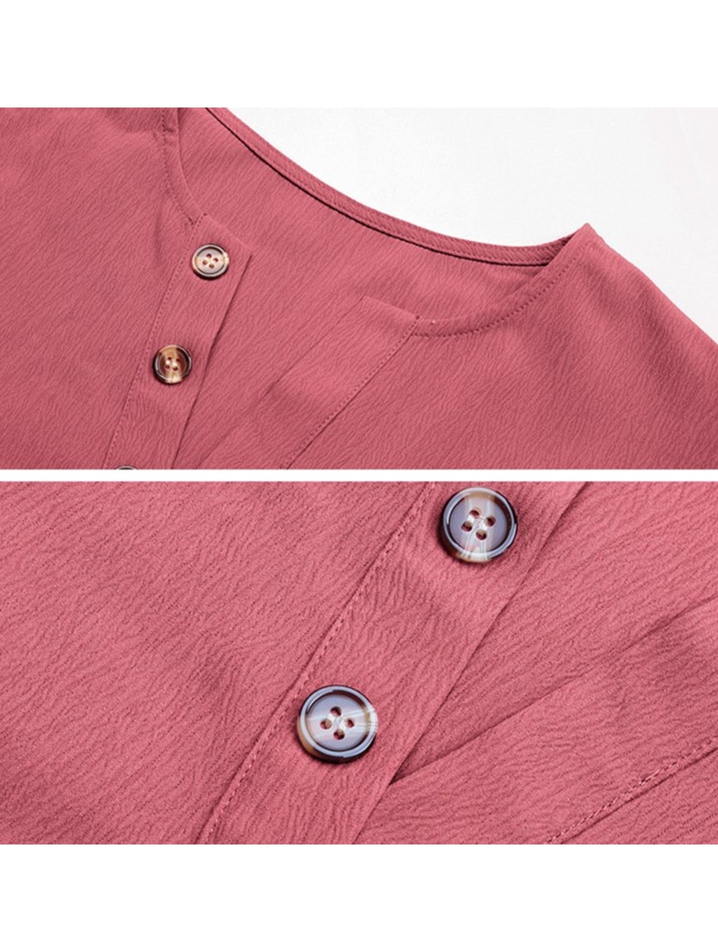Crewneck Button-Pocket Casual Long-Sleeved Shirt