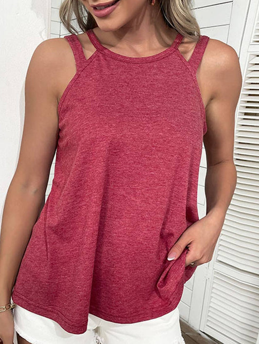 COLOR CUTOUT OFF-THE-SHOULDER HALTER VEST_CWTHT0068