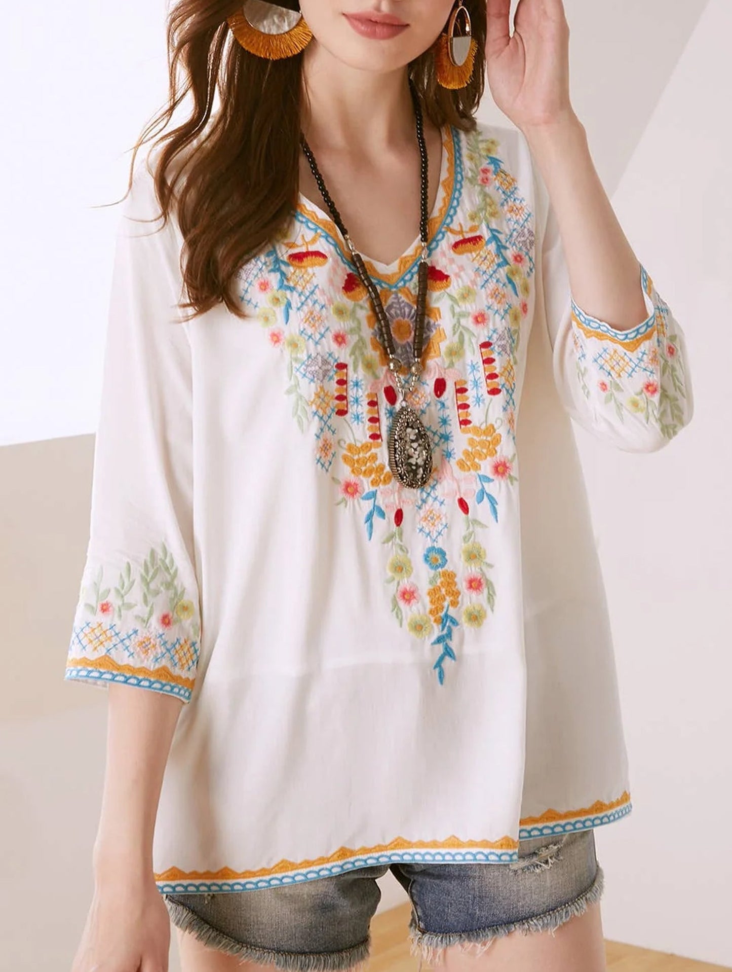 COTTON EMBROIDERED SHIRT_CWTBLL0816