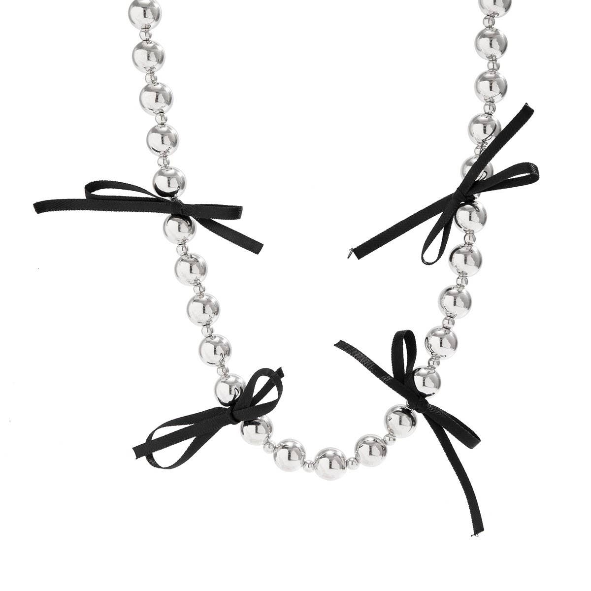 HOT SELLING BLACK BOW BEADED NECKLACE
