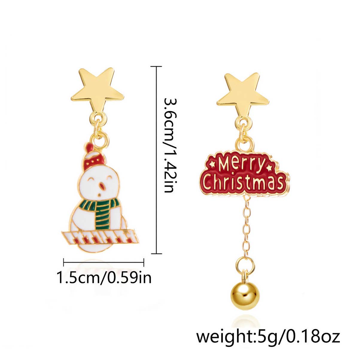 ASYMMETRIC OIL PAINTED CHRISTMAS EARRINGS_CWAJE2391