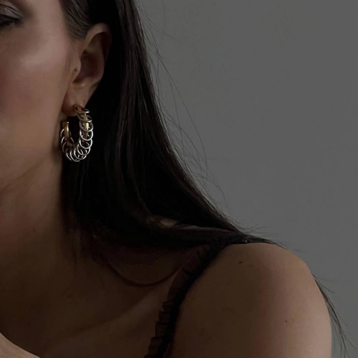 Unique Titanium Chain Link Earrings in Gold Silver