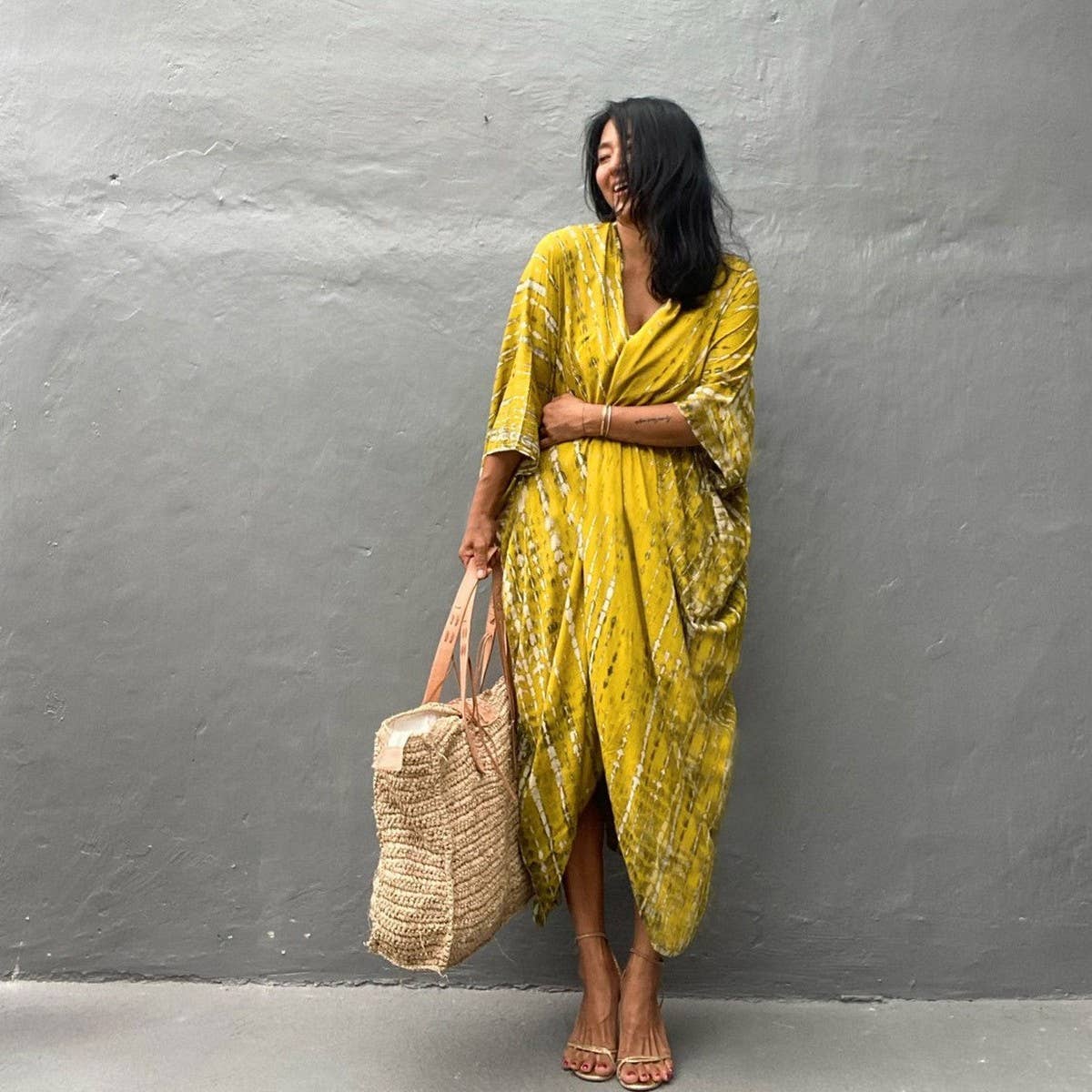 Bamboo Cotton Tie-Dye Beach Cover-Up Cardigan_CWMM6301