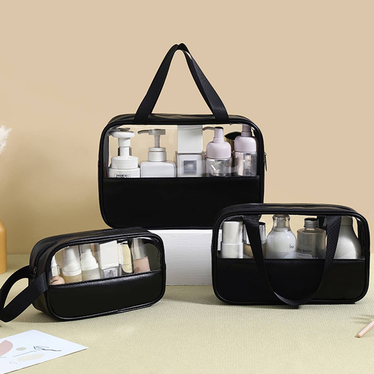 3SET PORTABLE TRANSPARENT WATERPROOF WASH BAG_CWAB0549