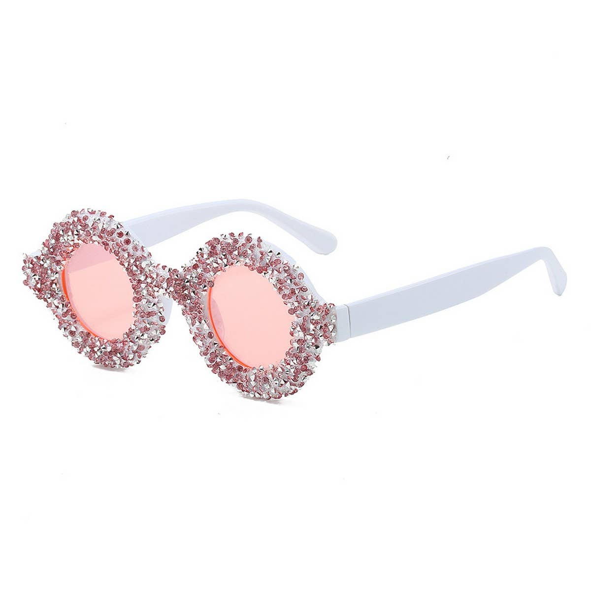 FASHIONABLE ROUND DIAMOND-STUDDED SMALL SUNGLASSES