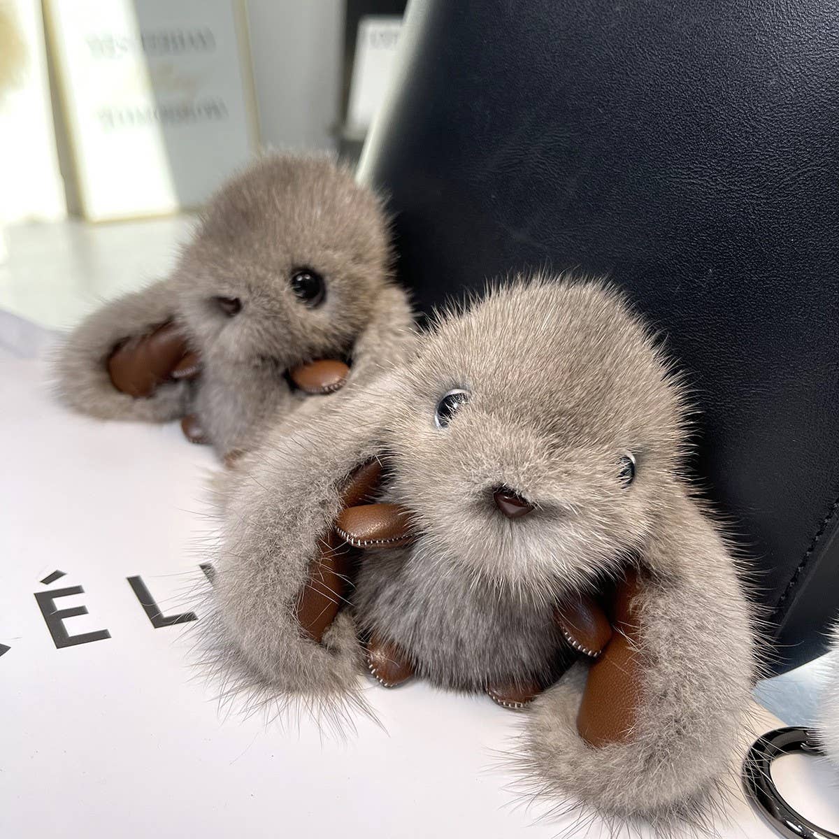 MINK FUR RABBIT BAG ORNAMENT HIGH-END KEYCHAIN