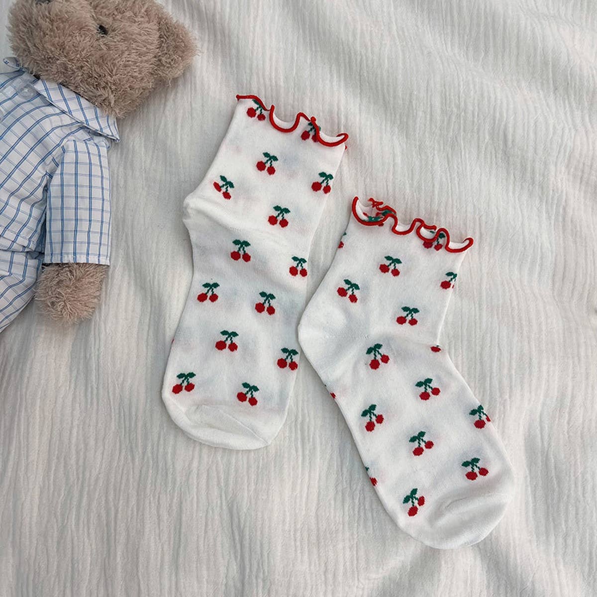 NEW ARRIVAL FOR WOMEN CUTE CHERRY COTTON SOCKS