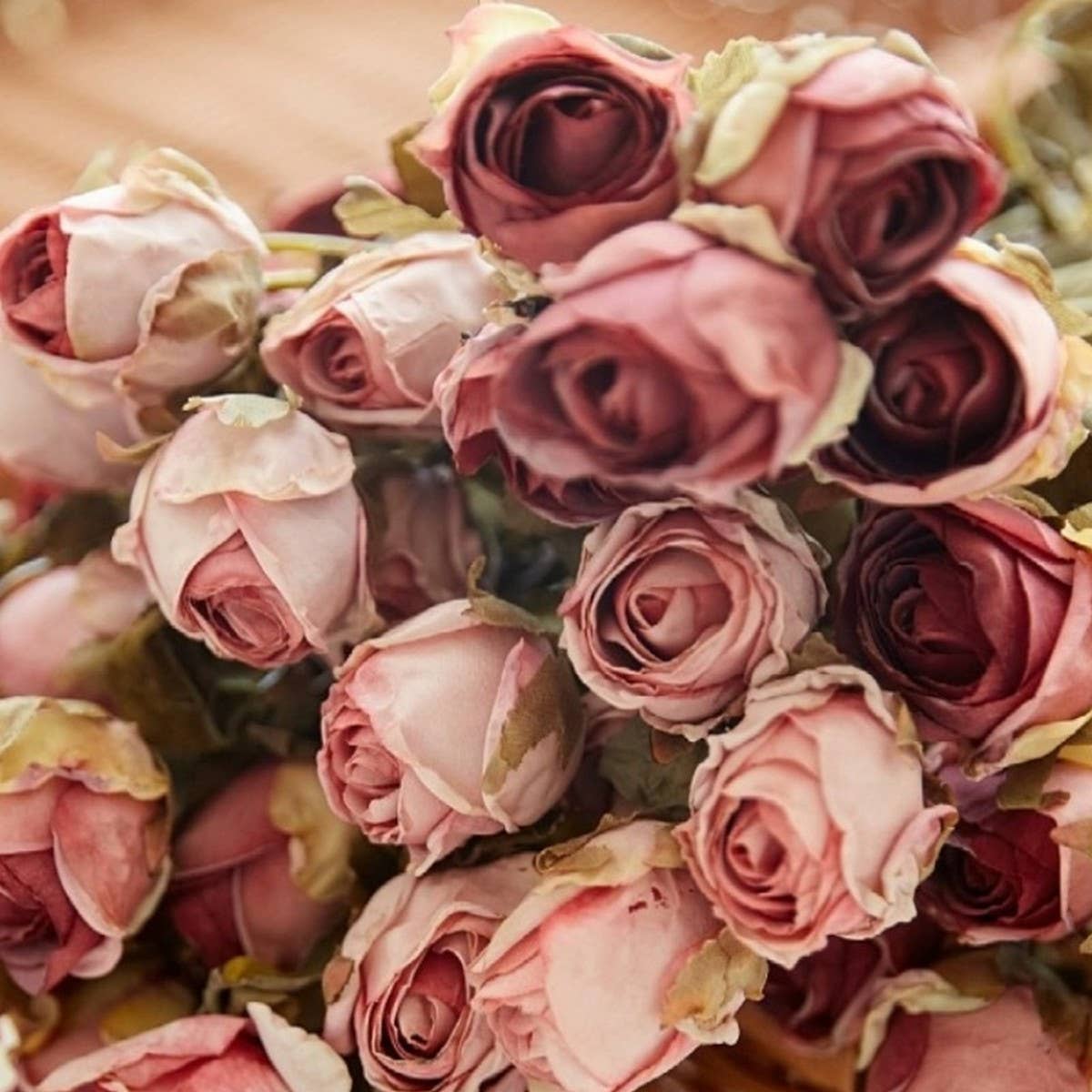 Faux 5-Head Withered Rose with Burnt Edge Look