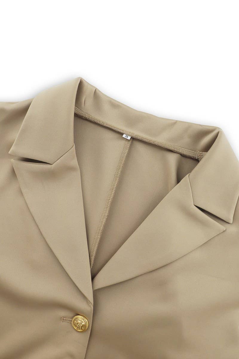 CWDSD6461_SINGLE BREASTED LAPEL PLEATED BUSINESS DRESS