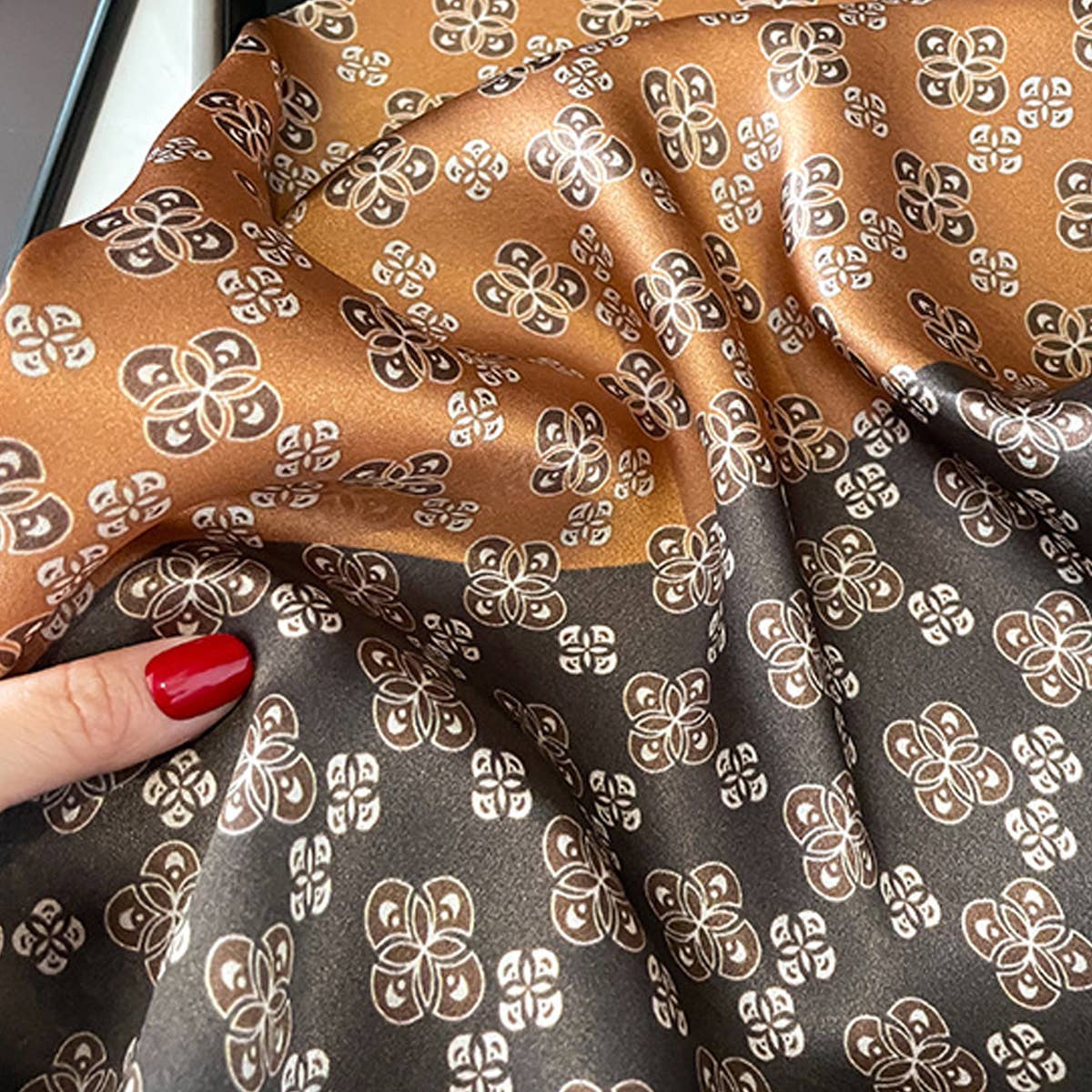 Summer Silk Scarf ??Colorblock Plaid Print Square_CWASC0601