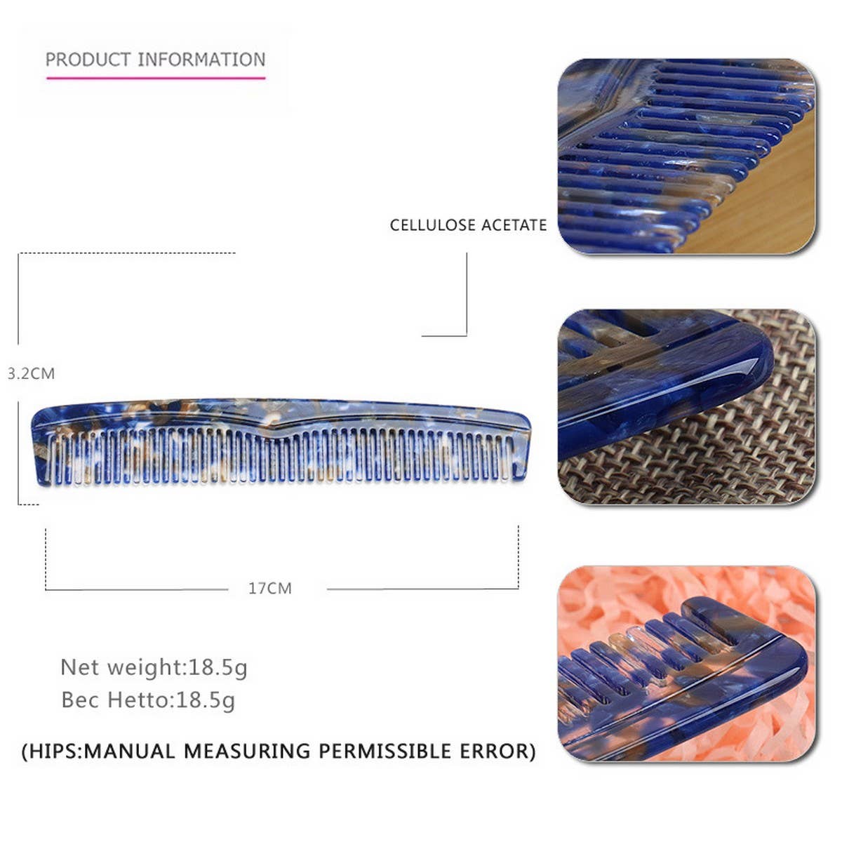 GRADIENT TEETH HAIR COMB LONG COMB 4.0MM THICKCOMB