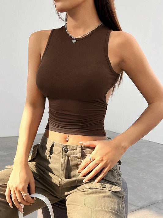 Y2K Slim back hollowed-out short vest