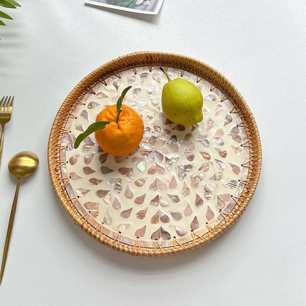 RATTAN FRUIT TRAY COFFEE TABLE SHELL TRAY_CWMM4534