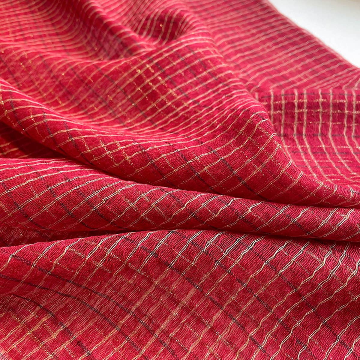 Plaid Shine Silk Scarf ??Long Blend Spring Wrap_CWASC0616