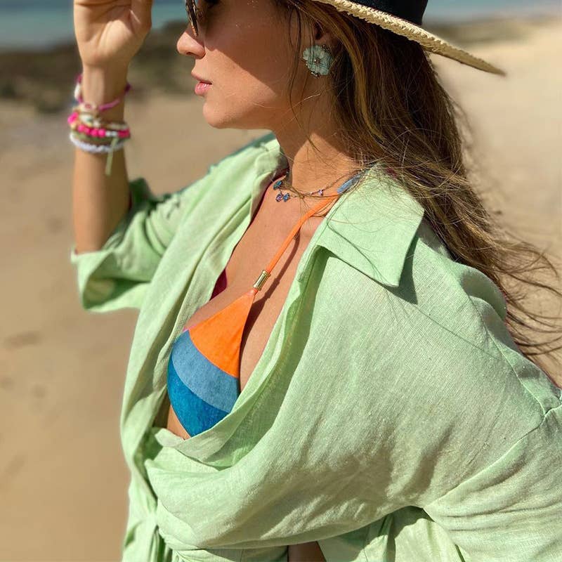 LAPEL HOLIDAY COTTON AND LINEN DRESS