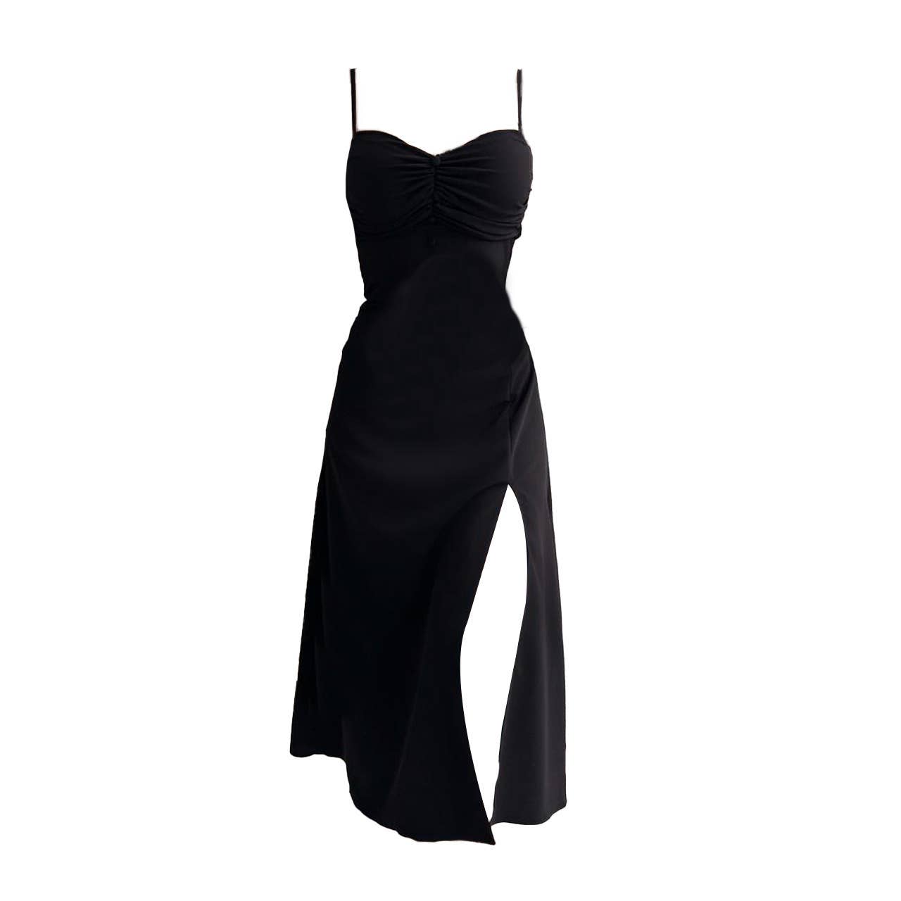 TRENDSET WAIST HIGH SPLIT HALTER DRESS