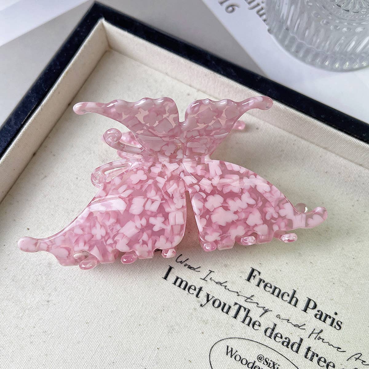 Vintage 3D Butterfly Hair Claw French Acetate Clip_CWAHA1335