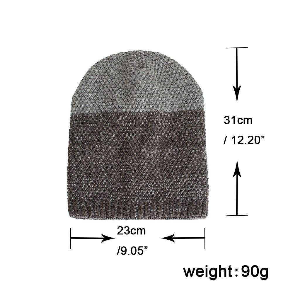 FLEECE TWO-TONE CORN KERNELS PULLER KNITTED HAT